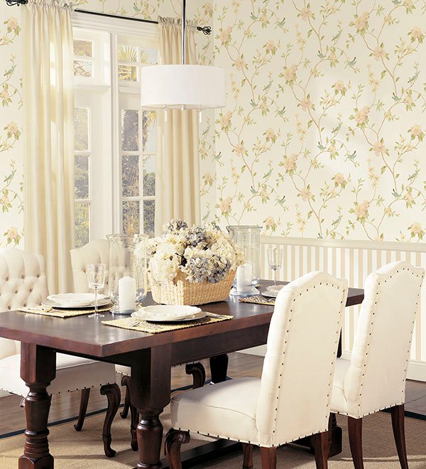 Papel de parede floral para sala de jantar Eliti